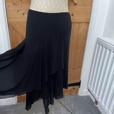 VTG Asymmetric Midi Skirt Black UK 14-16 Whimsygoth Fairy Grunge 90s Y2K ETAM