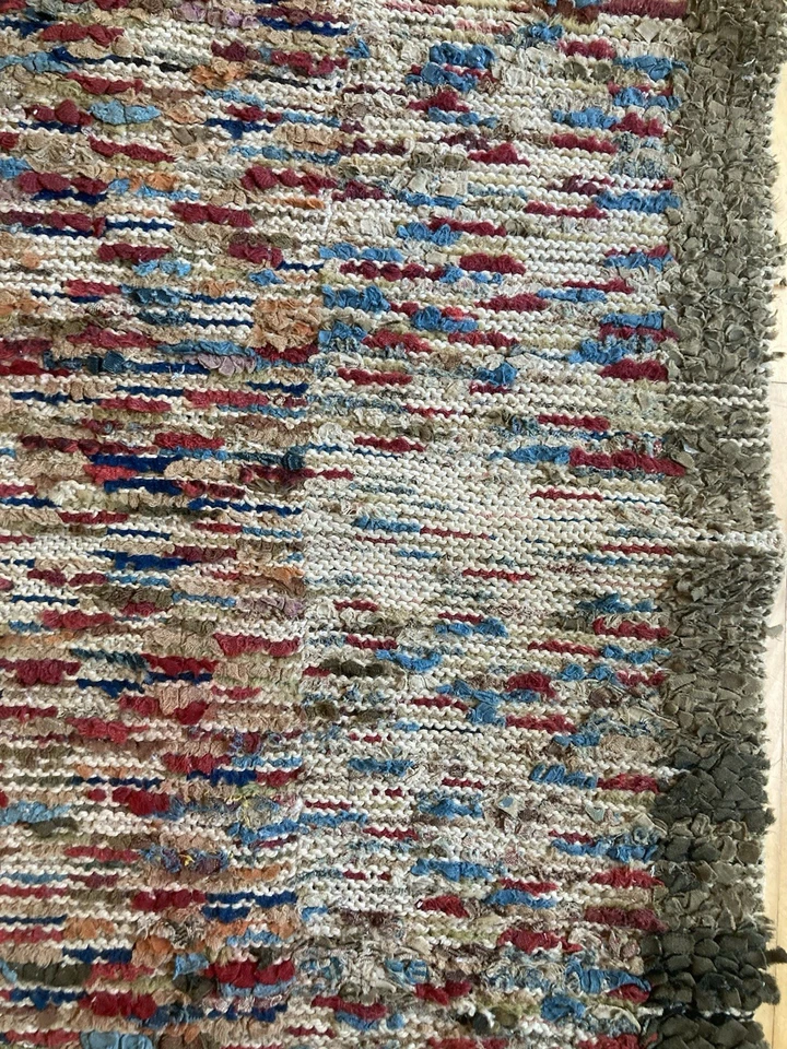 Rare! Antique American primitive Shaker Sheared Confetti Rug - Image 3 of 4