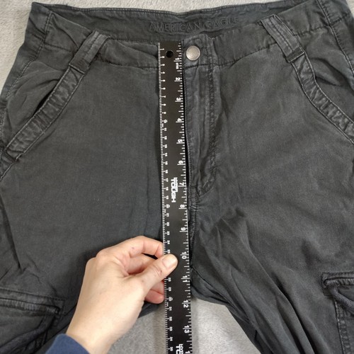 American Eagle Super High Rise Baggy Wide Leg Cargo Pants Women's Black 8 - Picture 3 of 10