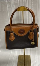 Vintage Dooney  Bourke All Weather Leather Satchel Bag Brown Black COA