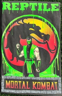 MORTAL KOMBAT Reptile Tee Shirt scorpion sub-zero deadstockluis vintage black M