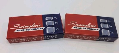 Vintage Swingline No. 13 -1/4  Chisel Point High Carbon Wire Staples 2000ct NOS