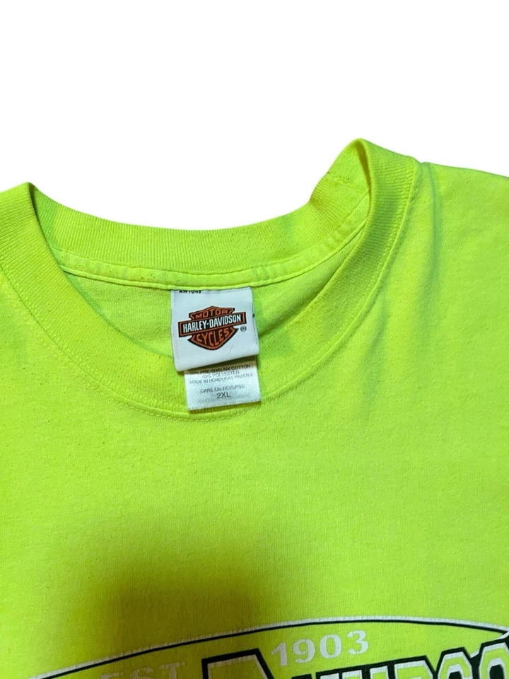 Camisa Harley Davidson Dallas Texas vintage verde lima  Foto 4 de 4