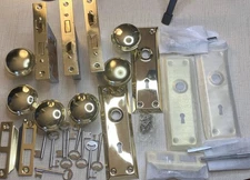 3 Complete Bit Key Mortise Door Lock Keyed Sets Hardware Gold Tone With Keys