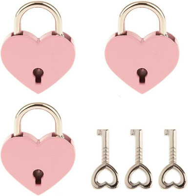 3 Pcs Small Metal Heart Shaped Padlock Mini Lock with Key for Jewelry Storage Bo