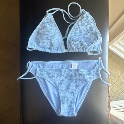 Abercrombie & Fitch 2-Piece Halter Bikini Set Adjustable Strap Blue Solid S