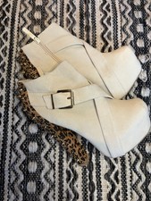 Studded Leopard Print Wedge Heels Platform Size 6.5 Women's