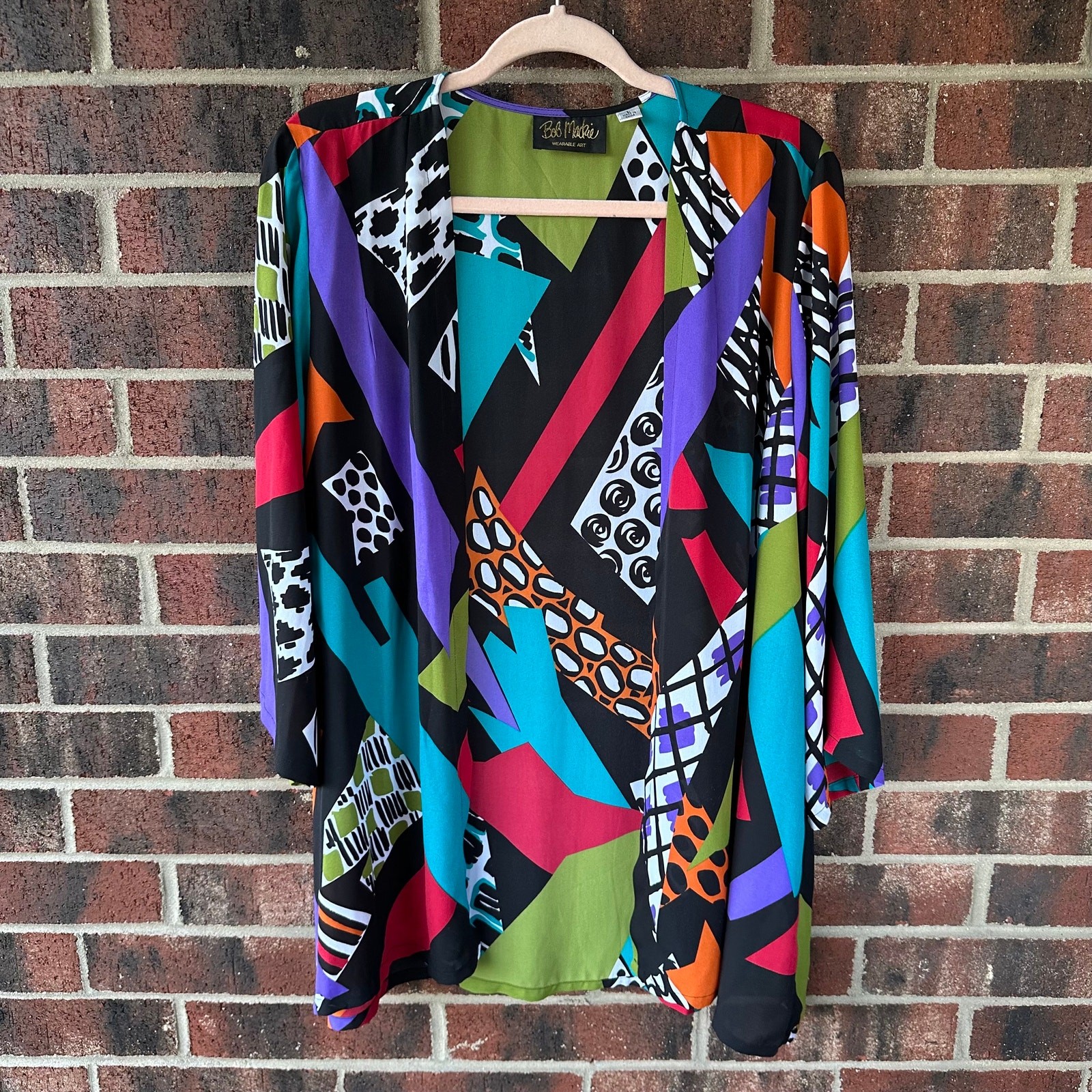 LG VTG Bob Mackie 90s Abstract Art Kimono Duster Wearable Statement Piece