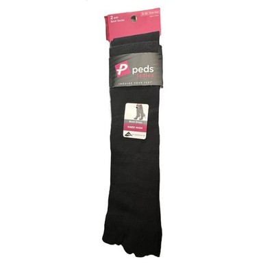 Peds Socks Knee High Black Womens Size 5-10 Pack 2 Boot Dress