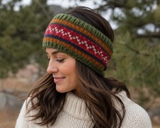 HEADBAND Nepal Hand Made Wool Head Band New Crochet Blue Green Olive Knit 7
