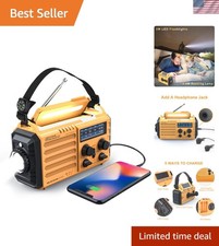 Portable 4-Band Weather Radio with Solar Crank and USB Charger - Water-Resistant