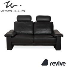 Willi Schillig Leder Zweisitzer Schwarz Sofa Couch Kopfstütze