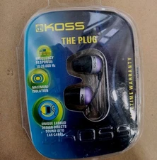 Brand New Koss-Headphones Plug Koss Ear Bud Aux Headphone Black With Extra Buds