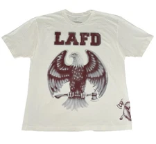 Travis Scott LAFD Tee XL Cream Los Angeles Fire CA Wildfire Response NEW *flaws