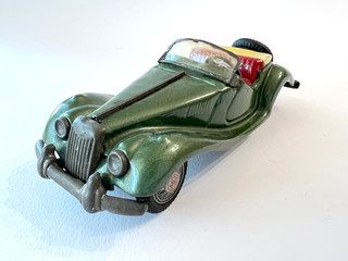 Vintage Bandai Tin Litho Friction MG MIDGET Convertible Car WORKS 4 1/2"