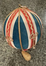 Vintage Large Pull String Musical Christmas Ornament Round Ball READ