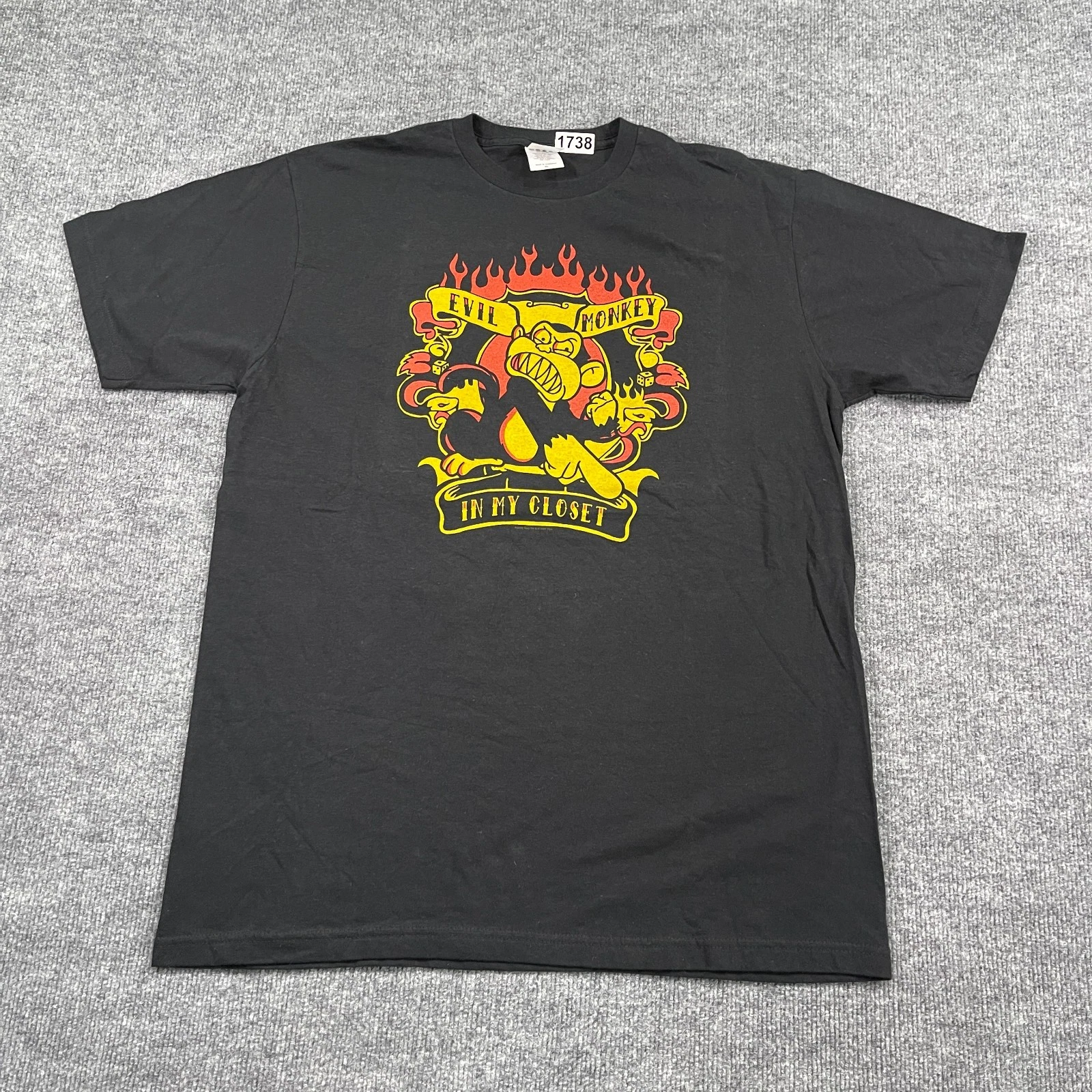 NWOT Vintage Y2K Family-Guy Evil Monkey In My Closet Shirt XL 22x29 Black