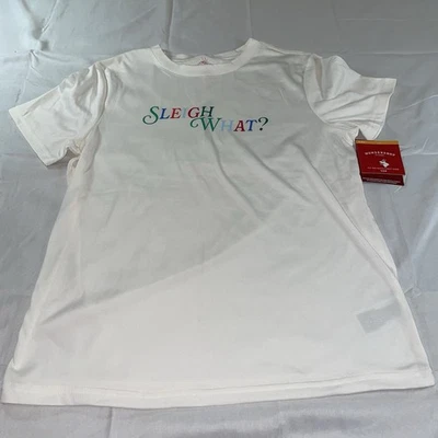Wondershop Kids Sleigh What Holiday Pajama Top White Size L 10/12 Christmas - Image 1 of 4