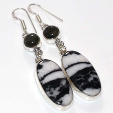 Pretty White Buffalo Turquoise Fiery Labradorite Earrings 2.5