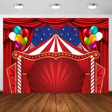 Carnival Backdrop 7 x 5 ft, Circus Theme Red Curatin Balloon Backdrop Carniva...