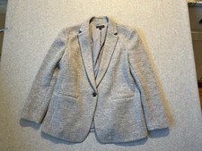 Ann Taylor Gray Wool Blend Textured Knit Career Work Blazer Jacket 14