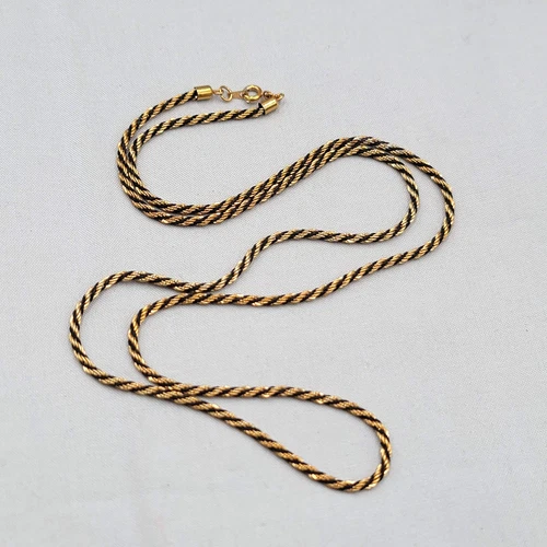 Vintage Black & Gold tone Twist Rope Chain Necklace Estate Costume Jewelry 30"