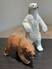 Lot 2 - Vintage 1990 Safari LTD Animals - Brown / Standing Polar Bears 7 in.