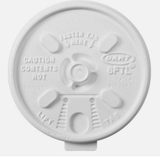 Dart 8FTL Lid For 8 Oz. Hot Cup Flat Lock Back Tear Tab White Pk1000