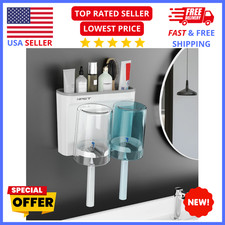 Wall Mounted Toothbrush Holder w Cups   2 Slot Organizer
