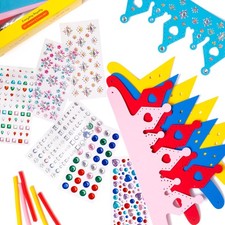 DIY Crown and Tiara Craft Kit, 5 Foam Pieces with 300 Decorative Stickers