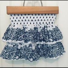 Justice 6 Navy Blue White Paisley Print Ruffle Skirt with built in shorts