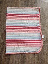 Kickee Pants Baby Girls Swaddle Blanket Pink Blue White Stripes Bamboo Soft Euc