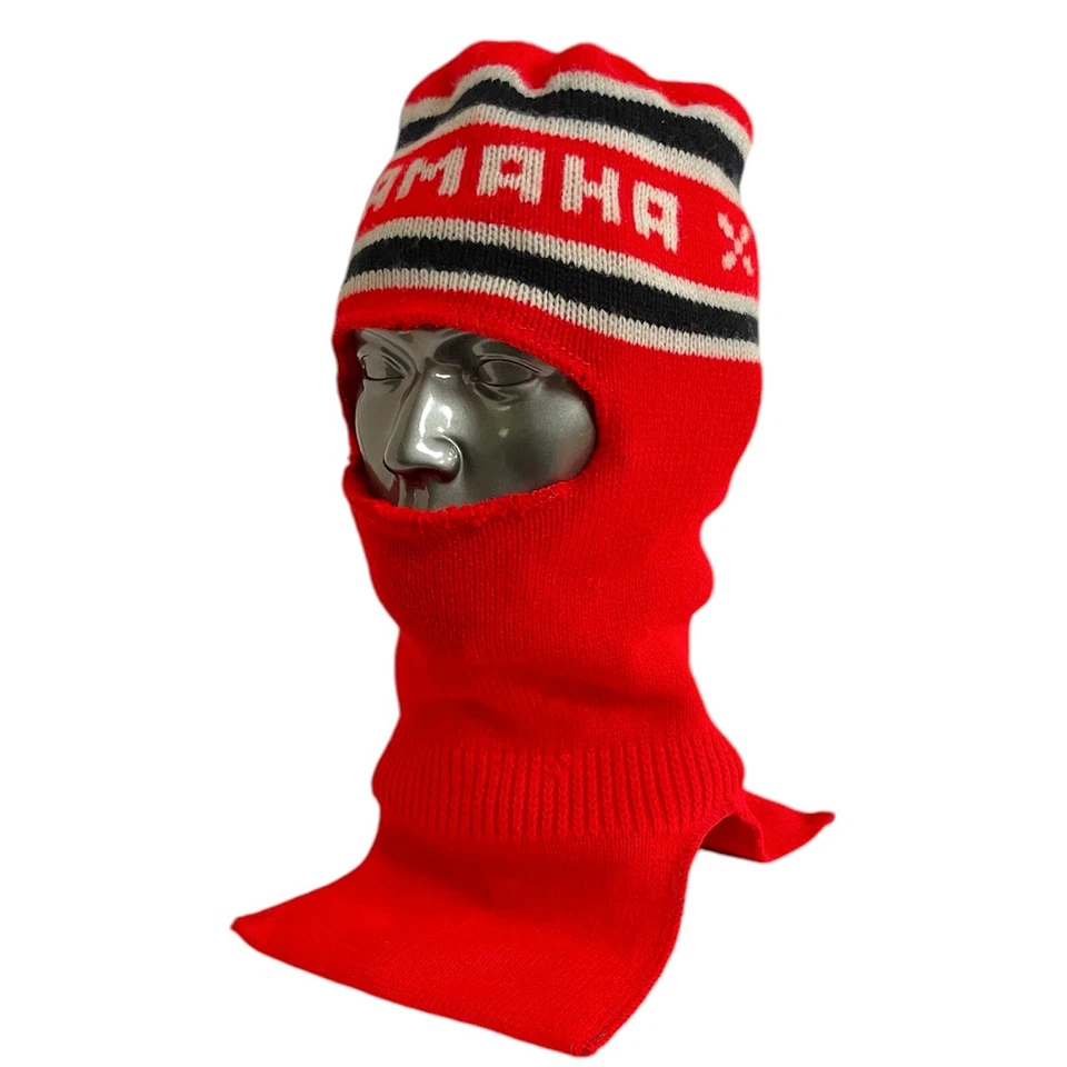 Vintage Red Yamaha Knit Snowmobile Facemask Ski Mask Hat Stocking Cap Balaclava - Image 3 of 4