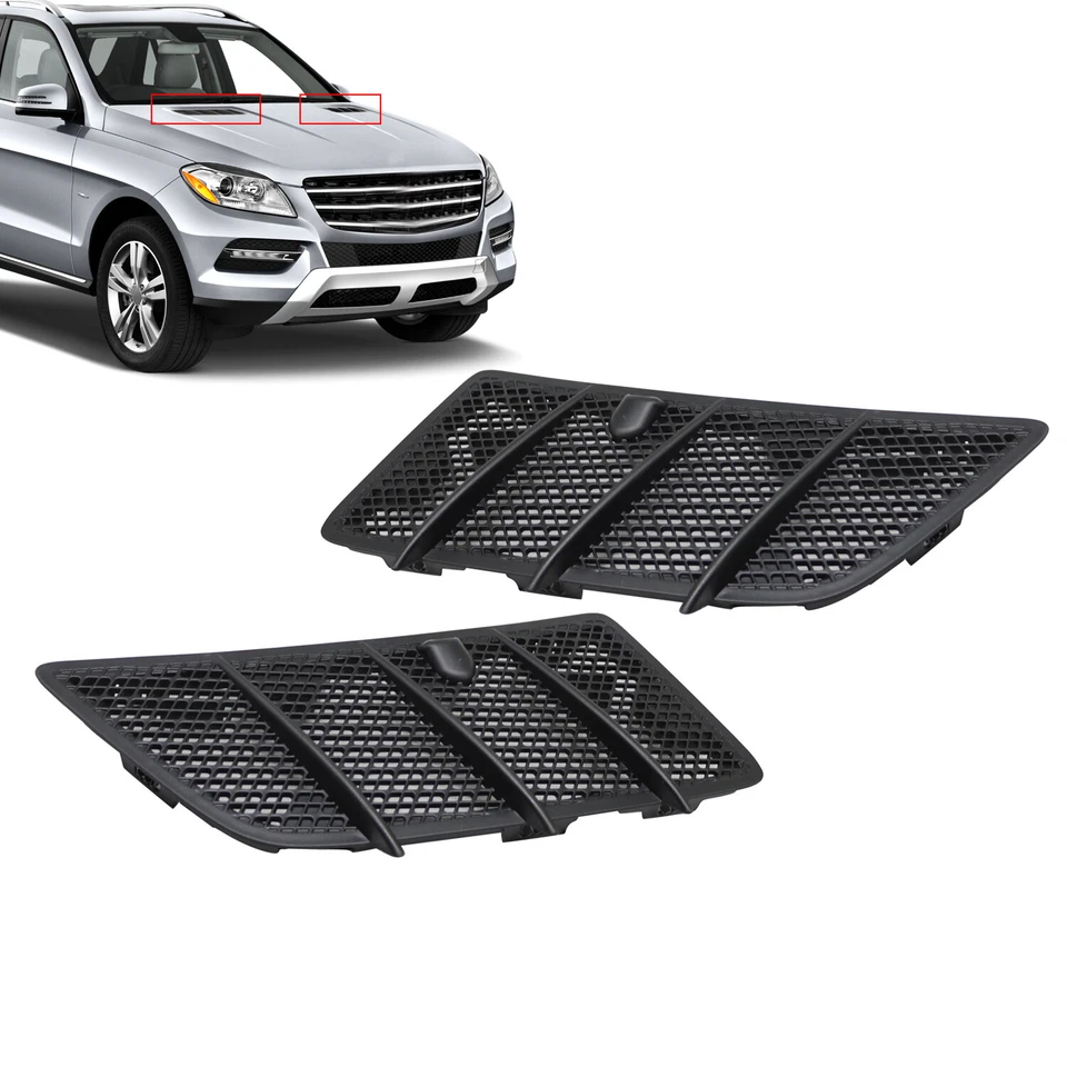 Pair Hood Air Vent Grille Cover For 08-11 Mercedes-Benz W164 GL ML Class 350 450 - Image 4 of 4