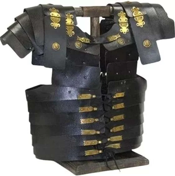 Cuero Lorica Segmentata Medieval Romano Pecho Armadura Segmental Caballero Armadura Foto 3 de 4