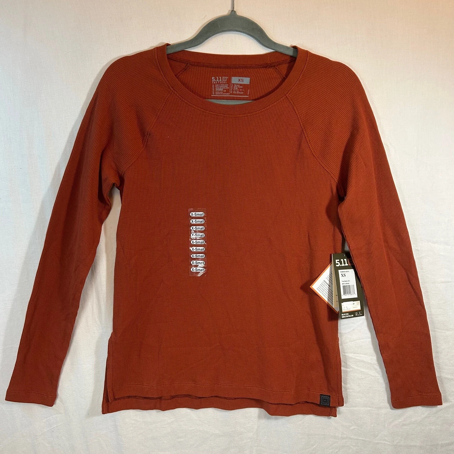 5.11 Tactical Womens XS NWT Orange Thermal Long Sleeve Waffle Knit Base Layer
