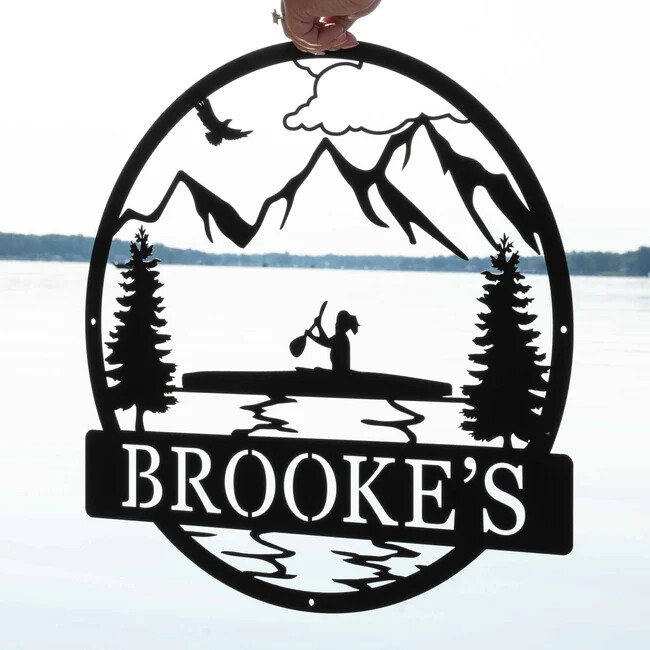 3D Metal Acrylic Silhouette Kayak Wall Art USA Monogram Home Decor