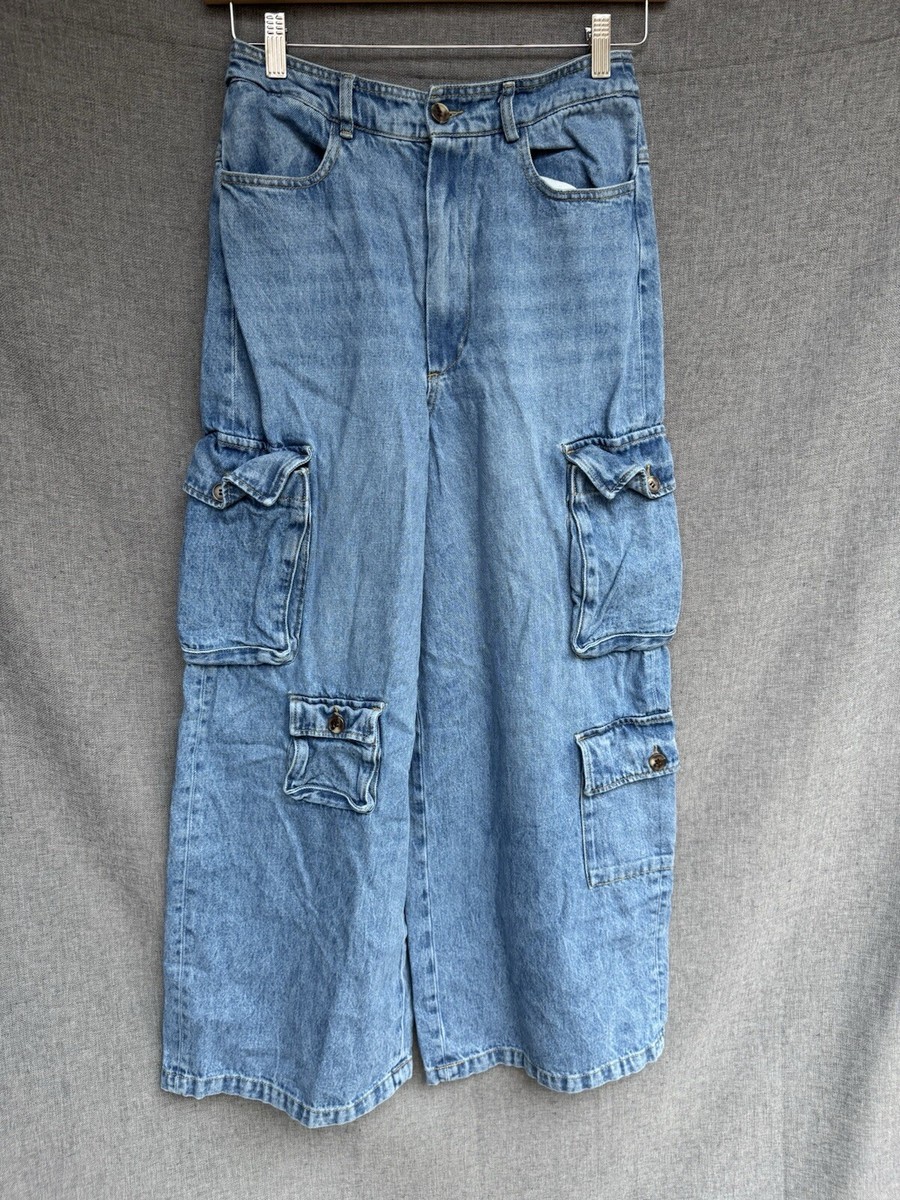 The Frankie Shop Sz Small The Hailey Denim Cargo Blue Jeans