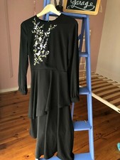 WAREHOUSE-BLACK DRESS EMBROIDERY 8 EXCELLENT CONDITION