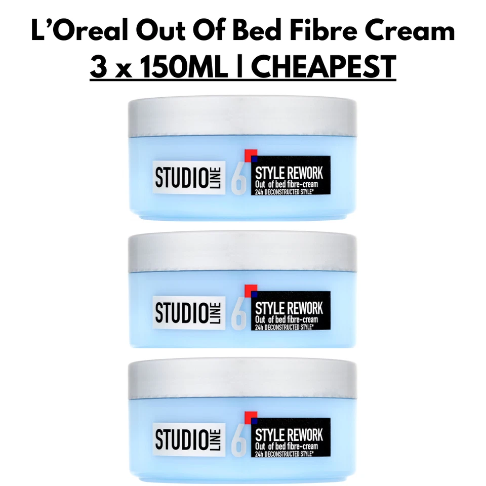 L'OREAL L’oreal Studio Line Style Rework Out Of Bed Fibre Cream | 3 x 150ML | CHEAPEST