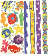 Colorful Ocean Fish Stickers + Borders: Me & My Big Ideas (2000) Tropical Trip