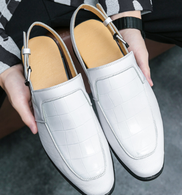 Unisex Sandals Mens Leather Closed Round Toe Slippers Shoes Buckle sandals  | eBay