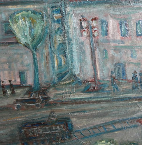 Vintage expressionist oil painting cityscape signed - Picture 5 of 10