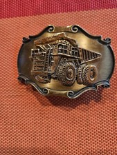 Raintree Haulpak dump truck construction rare brass belt buckle estate vintage