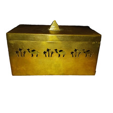 Vintage Egyptian Reticulated Brass Box Jewelry Trinket Potpourri Box 7x4in