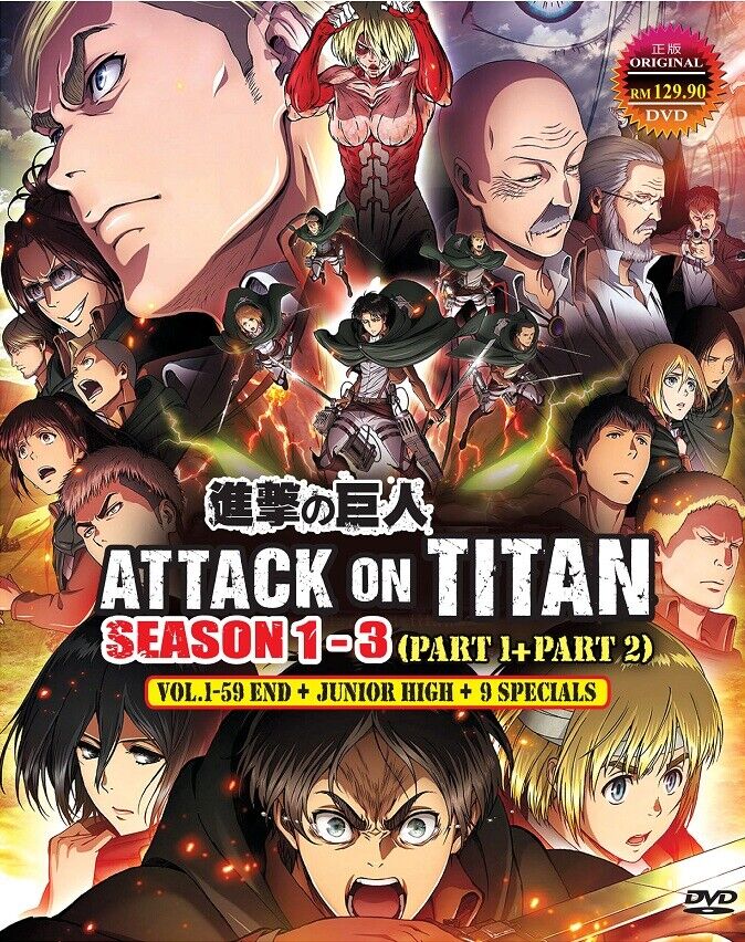 DVD Anime Attack On Titan Season 1+2+3 +6 SP, Lost Girls & Junior