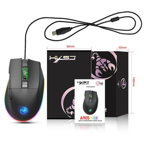 USB A905 Wired Gaming Mouse 13 Backlits Optical Mice 7200 DPI Desktop Gamer - Picture 6 of 7