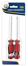 2pc Pocket Clip Screwdriver Set Mini Small Star Head and Flat Head - Red Handle
