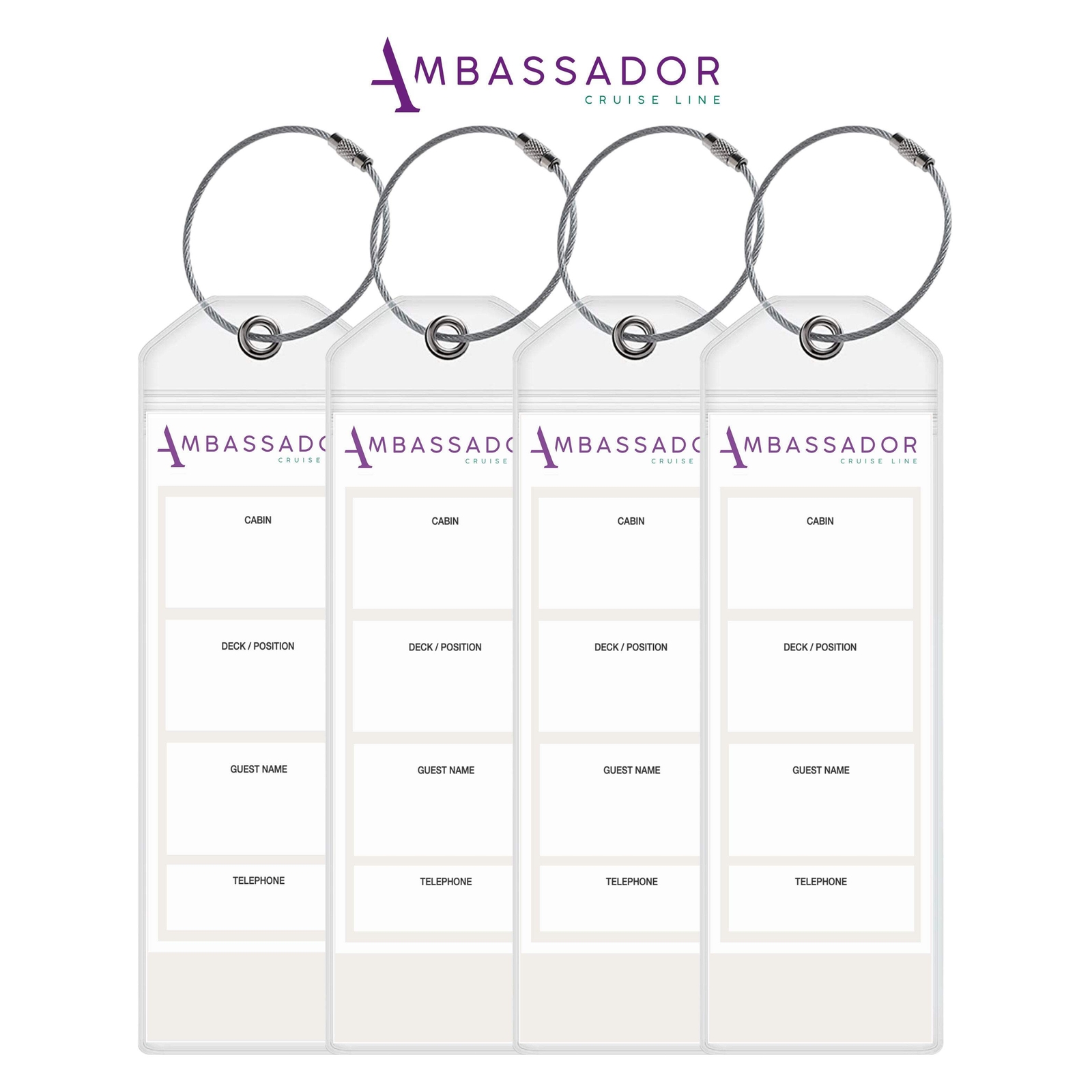 Ambassador Premium Luggage Tag Holders for Cruises - Set of 4 | Fits All Ships