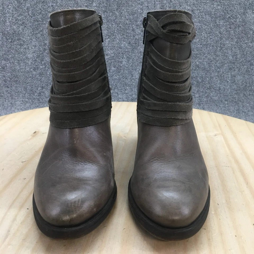 Pikolinos Boots Womens 40 Alicante Ankle Booties Gray Brown Leather Block Zip - Image 4 of 4